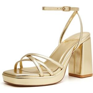 Trary Gold Block Heel Sandals